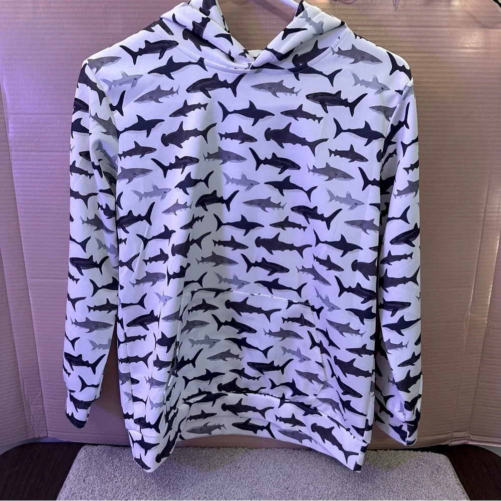 NEW Shark Pattern Lightweight Hoodie Great for Boys and Girls‎ Size XLarge